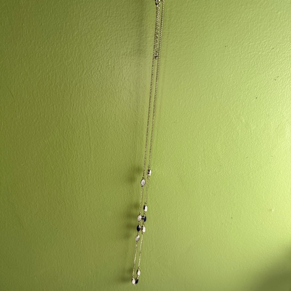 Simple elegant silver-tone chain with spaced beads long necklace - Picture 5 of 5